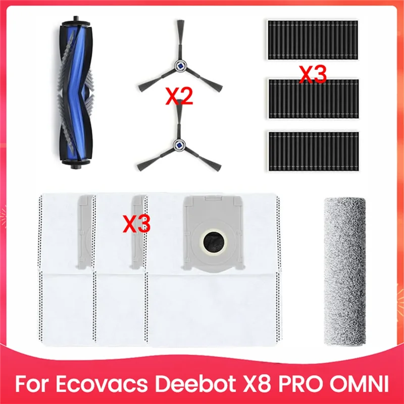 الترويج! ل ECOVACS DEEBOT X8 PRO OMNI أجزاء المكنسة فرشاة جانبية رئيسية فلتر Hepa الأسطوانة ممسحة الوسادة أكياس الغبار