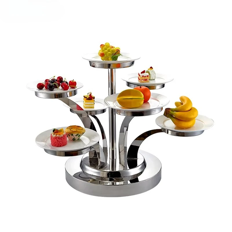 High Quality Deluxe Stainless Steel Silver Cake Rack Commercial 7 Layer Cake Rack Wedding Party