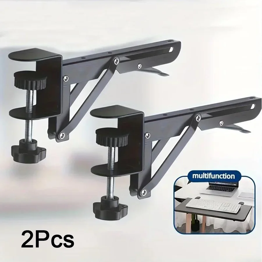 2Pcs/Set L-shaped Foldable Desktop Bracket Heavy Duty Punch-free Space-saving Desktop Extension Plate Rack Hardware Accessories