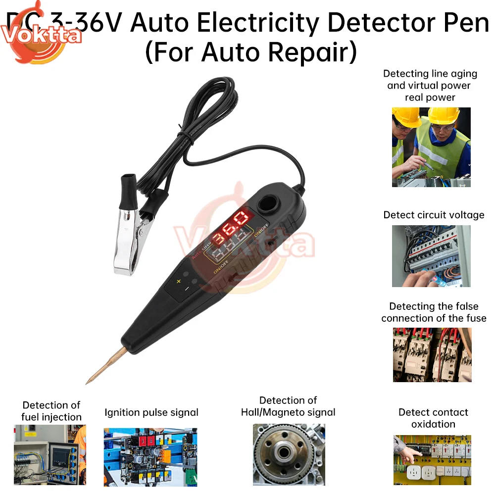 DC 3-36V Voltage Circuit Tester Pen Automotive Electric Pen LED Display Power Probe Voltage Detector Car Repair Diagnostic Tool