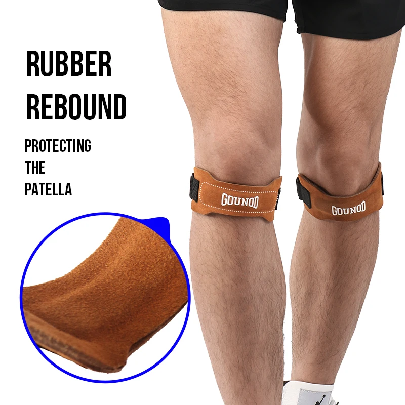 Pressurized Cowhide Patella Belt Sports Knee Pads Running Shock Absorption Anti-meniscus Knee Pads Fitness Riding