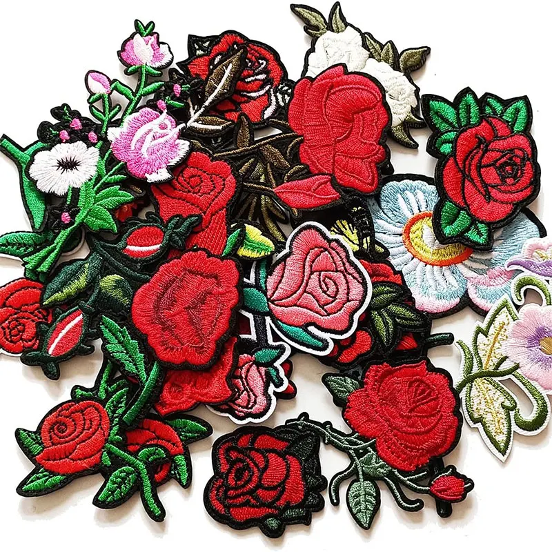 5/11Pcs Embroidered Patches Rose Flowers Sew On/Iron On Patch Applique Clothes Hat Jeans Sewing Flowers Applique DIY Accessory