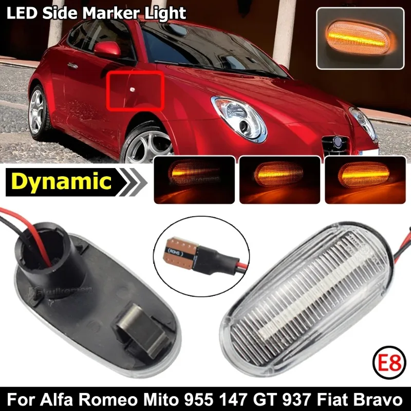 Dynamic LED Side Marker Lights Arrow Turn Signal Light Flashing Blinker Lamp Fit For Alfa Romeo Mito 955 147 GT 937 Fiat Bravo 2