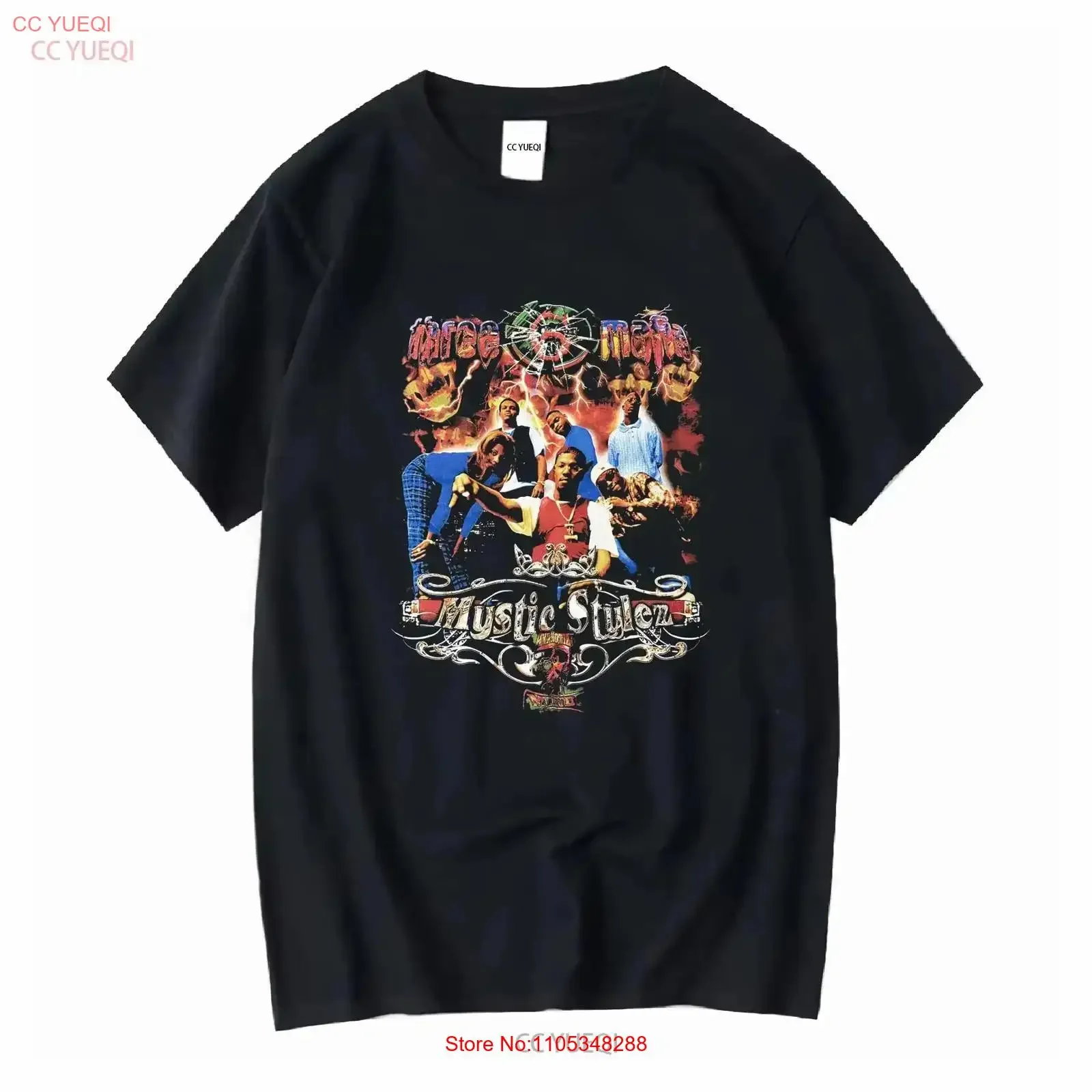 90s Three Six Mafia black T shirt size S 5XL NH12693 vintage Washed designer clothes Versatile Casual Stylish Slightly Soft