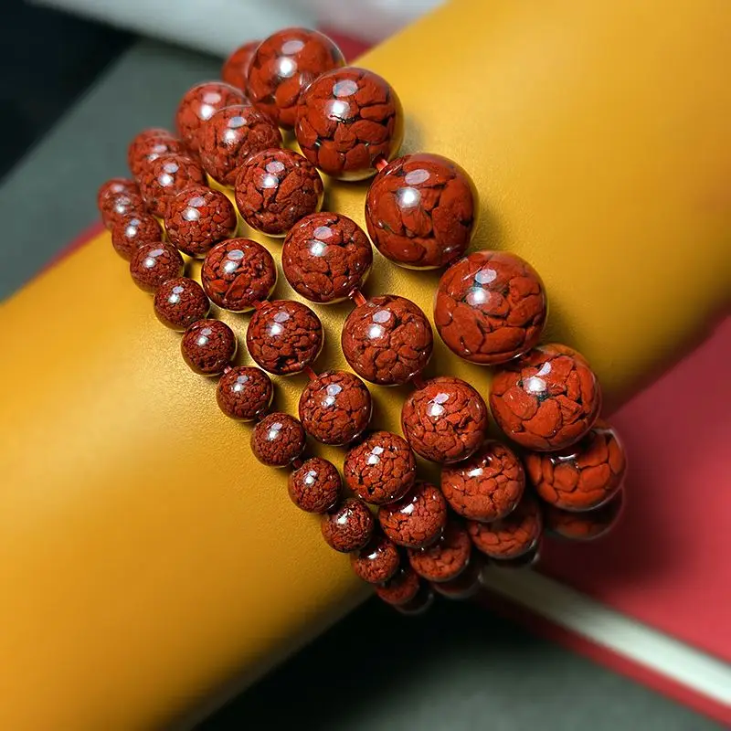 

Браслет из необработанной руды с кристаллами киновари, доставка грубыго камня