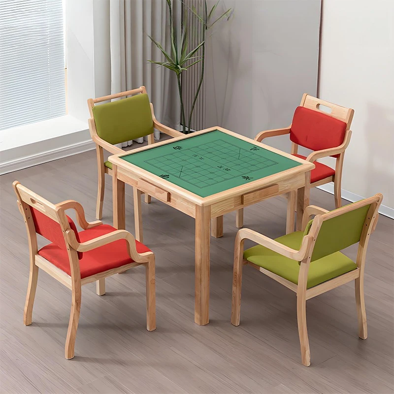 Mahjong table Nursing home multi-functional chess and card Solid wood suitable for the Dining and chairs table