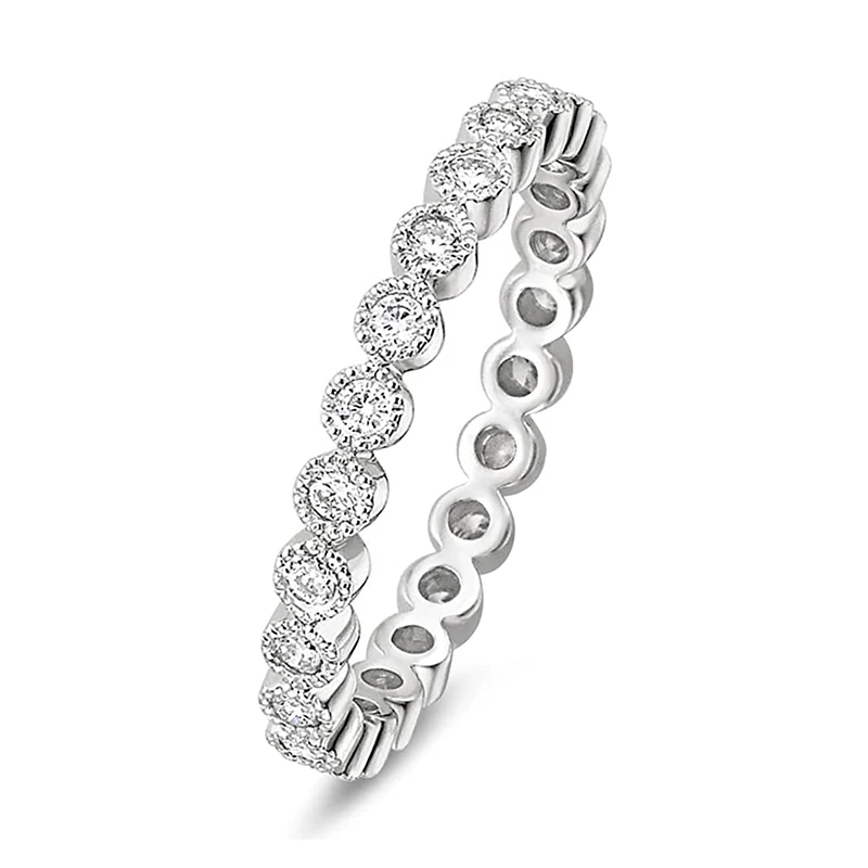 

Кольцо Kolmnsta из стерлингового серебра 925 пробы с кубическим цирконием, 2 мм, в стиле ретро, с бусинами-пузырьками, полукольцо, для помолвки, размеры 3-13