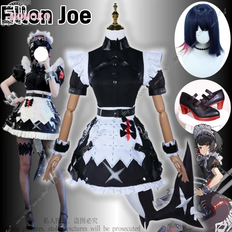 Ellen Joe Zenless Zone Zero Cosplay Costume Wig Tail Shoes Shark Maid Costume Victorian Home Economics Role Play Halloween