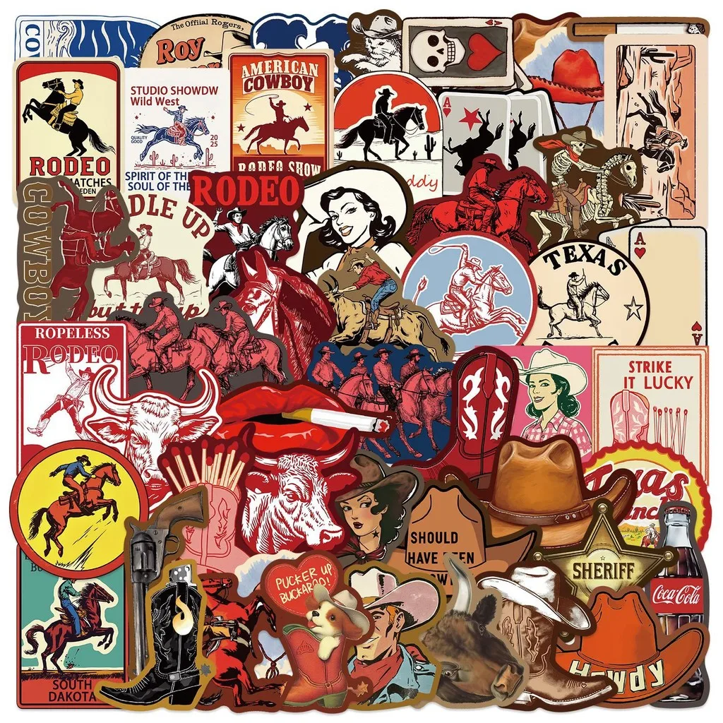 50 Stück Western Cowboy Gothic Graffiti Aufkleber – wasserfeste DIY-Dekoration für Gitarren, Notebooks und GepäckaufnahmenYourLife Store
