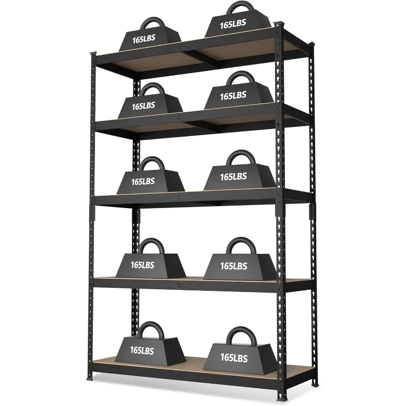 

WORKPRO 5-Tier Steel Shelving Unit-Black, 35-3/10”W x 17-1/2”D x 72”H, Adjustable Storage Rack, Heavy Duty Shelf with MDF Board,