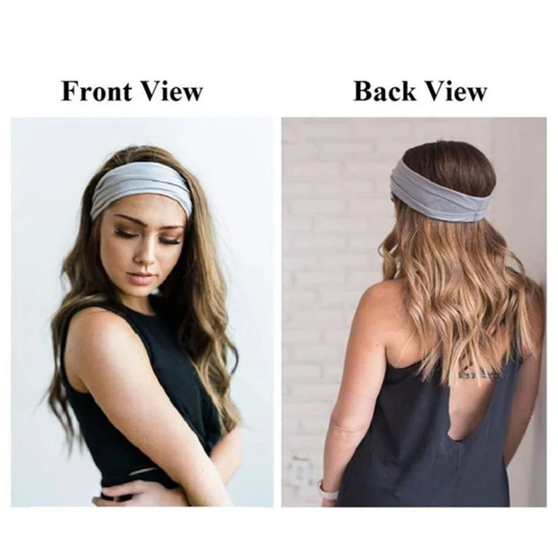 New Women Headband Solid Color Cotton Wide Turban Knotted Headwrap Girls Hairband Fashion Elastic Hair Bands Hair Accessories