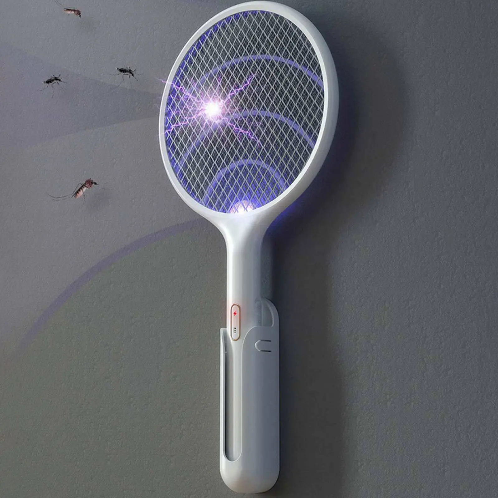 

2 in 1 USB Rechargeable Electric Bug Fly Mosquito Insect Swatter Racket Zapper Killer Lamp with Base Wall Bracket for Home Rooms