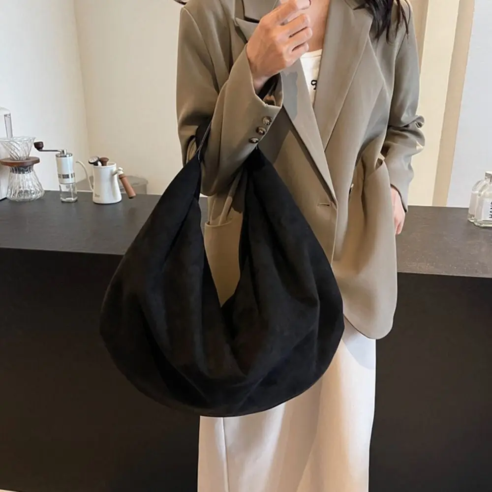 

Модная сумка, замшевая сумка на плечо, однотонная модная женская сумка в форме полумесяца, большая вместительная сумка-хобо в корейском стиле, праздничная сумка