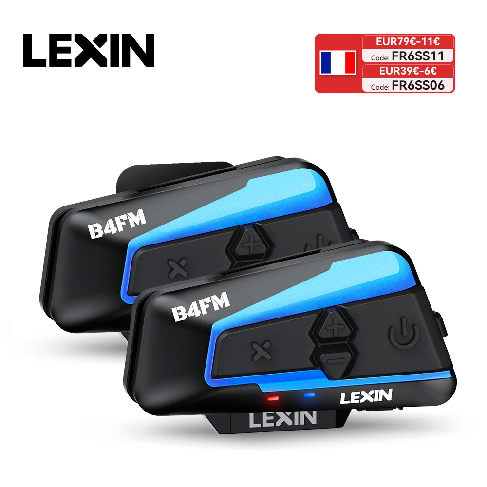 Lexin B4FM-X Intercom Moto Bluetooth, appareil de Communication sans fil BT 5.0, Intercom pour casque, partage de musique