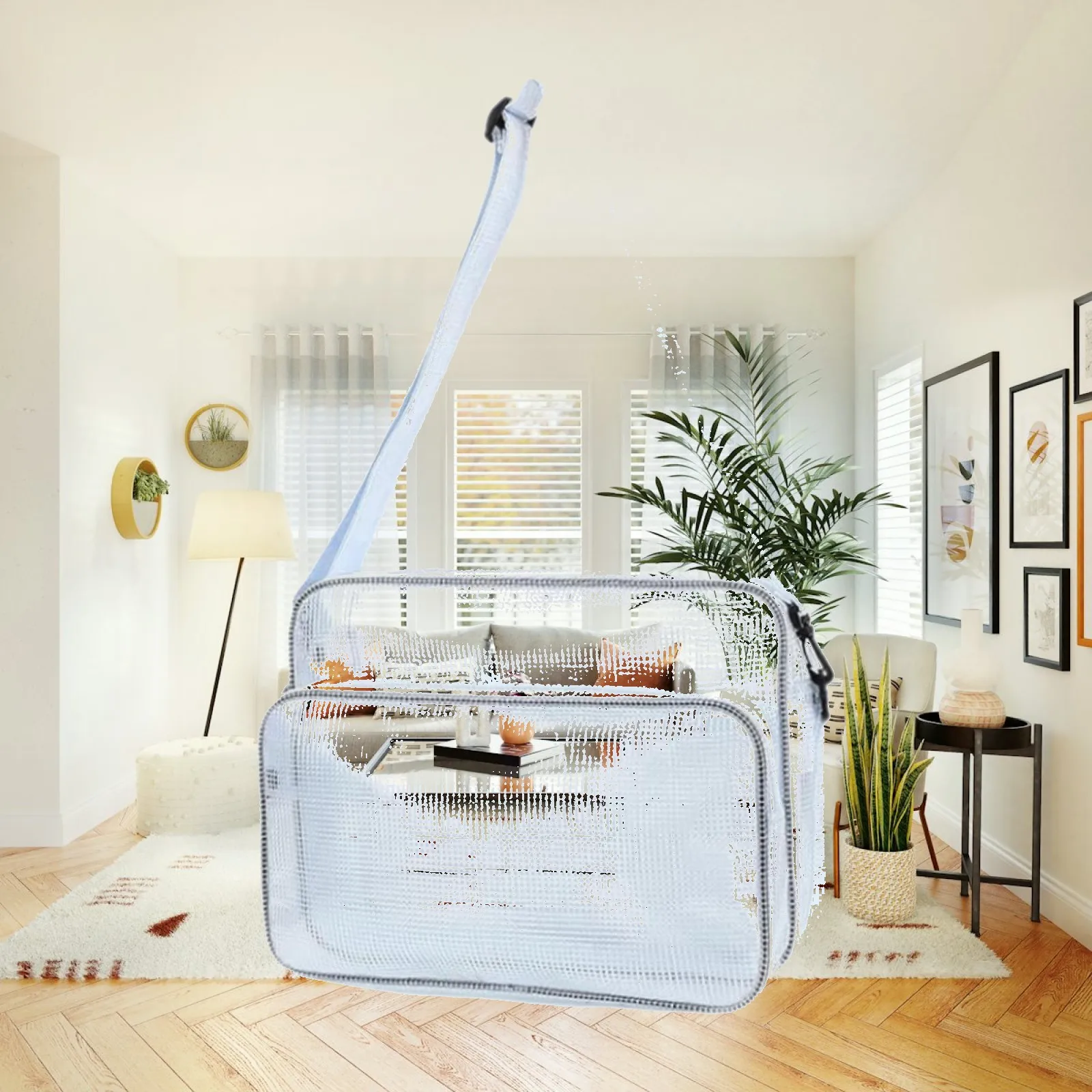 

Portable Transparent Dustproof Organizer Bag Reinforced PVC Tool Pouch Crossbody Carrier for Work Travel Cleanroom
