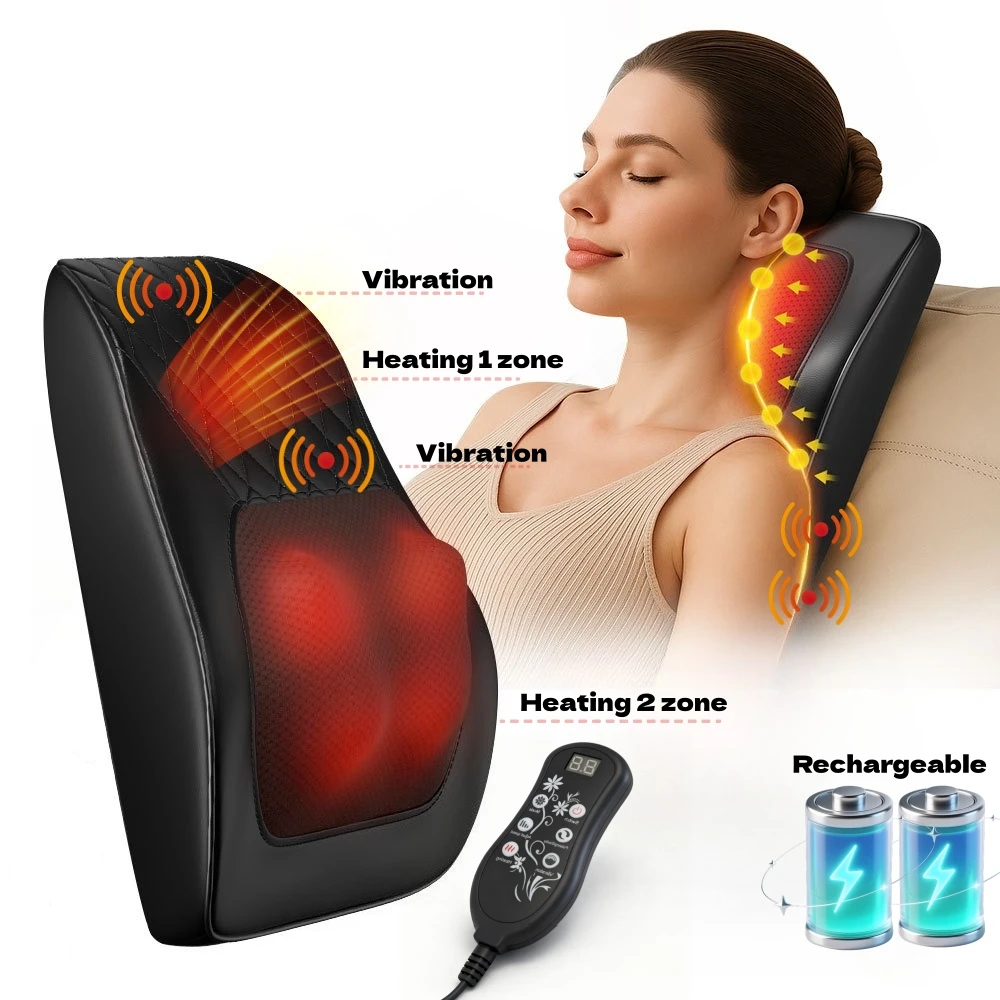 

Массажер для спины Массажер для шеи с подогревом, 3D массажная подушка для разминания, массажеры для шеи и спины, плеч, ног, рождественские подарки f