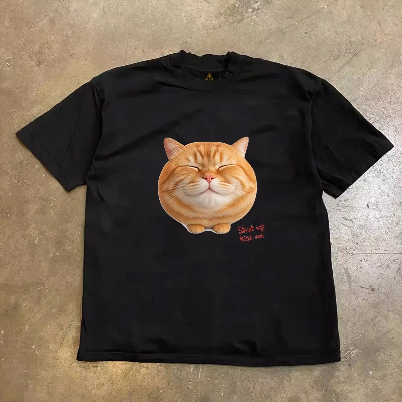 Loose Fit Cotton T-Shirt Unisex Short Sleeve Double Thread UPUPXIA Hero Print Sweat Absorbent round Neck Casual Summer Top