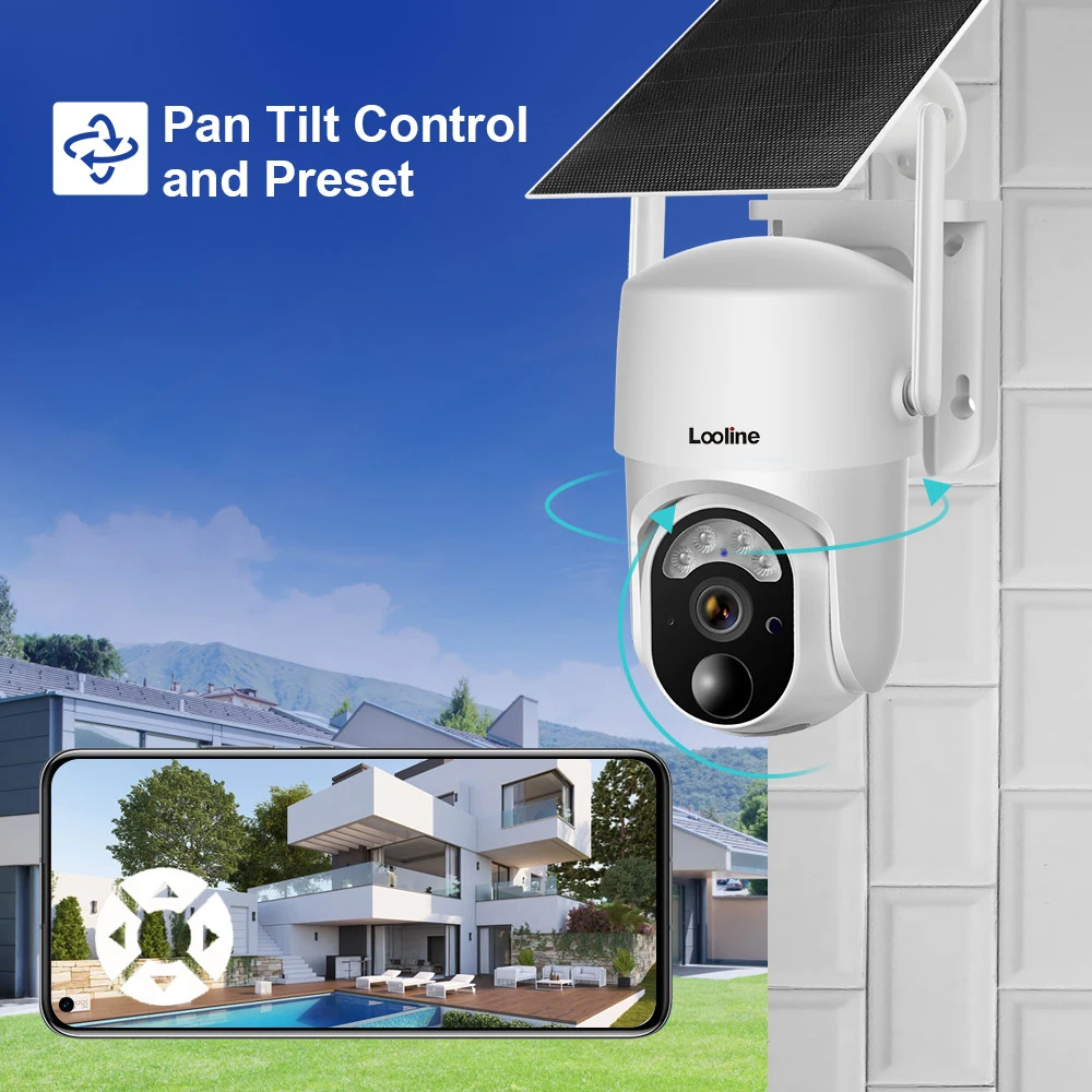 4g Solar Camera Outdoor Powered Cellular Pan Tilt 360°View Spotlight 3MP Night Vision 2 Way Talk Wireless Wifi Security Camera