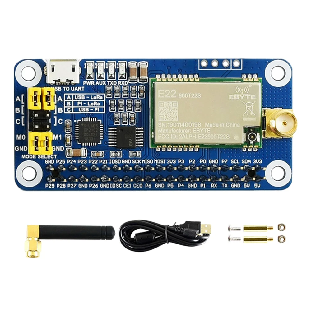 SX1262 LoRa HAT for Raspberry Pi Series Boards 915M Frequency Band Communication Module Support Data Transmission