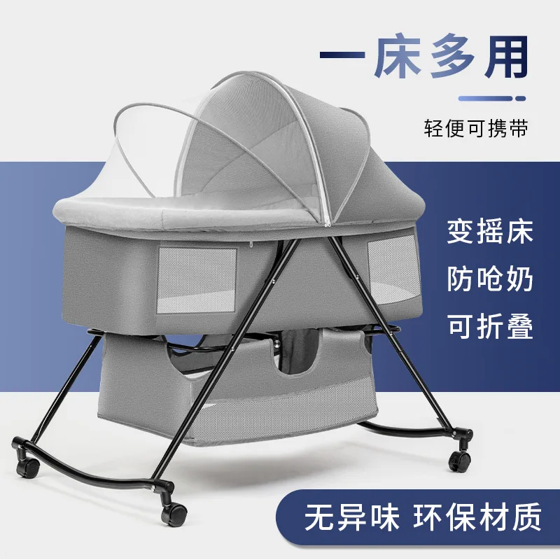 Foldable and Portable Baby Crib Multifunctional Splicing Large Bed Baby Sleeping Bed