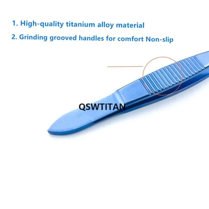 QSWTITAN Pinze dentate oftalmiche Pinzette Pinze in titanio 102mm Strumento chirurgico oftalmico Strumenti per palpebre