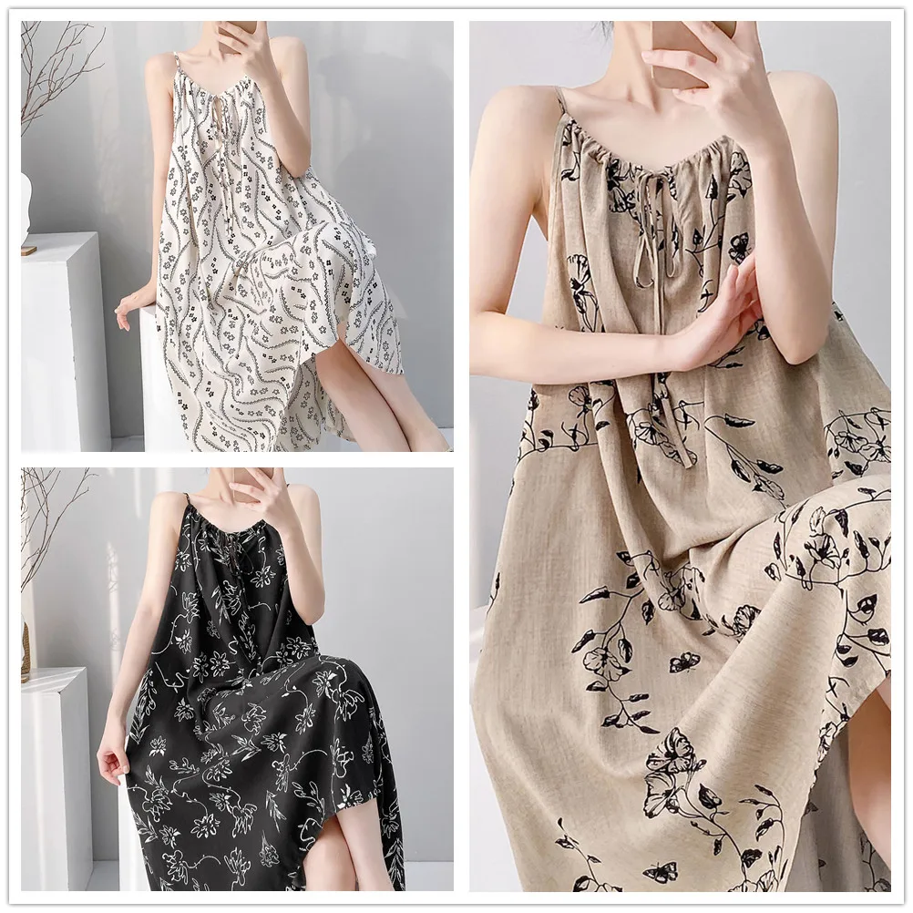 Summer Nightgowns Women Nightwear Flower Viscose Sleepwear Ladies Home Clothes Loungewear Women Pajamas Nighties