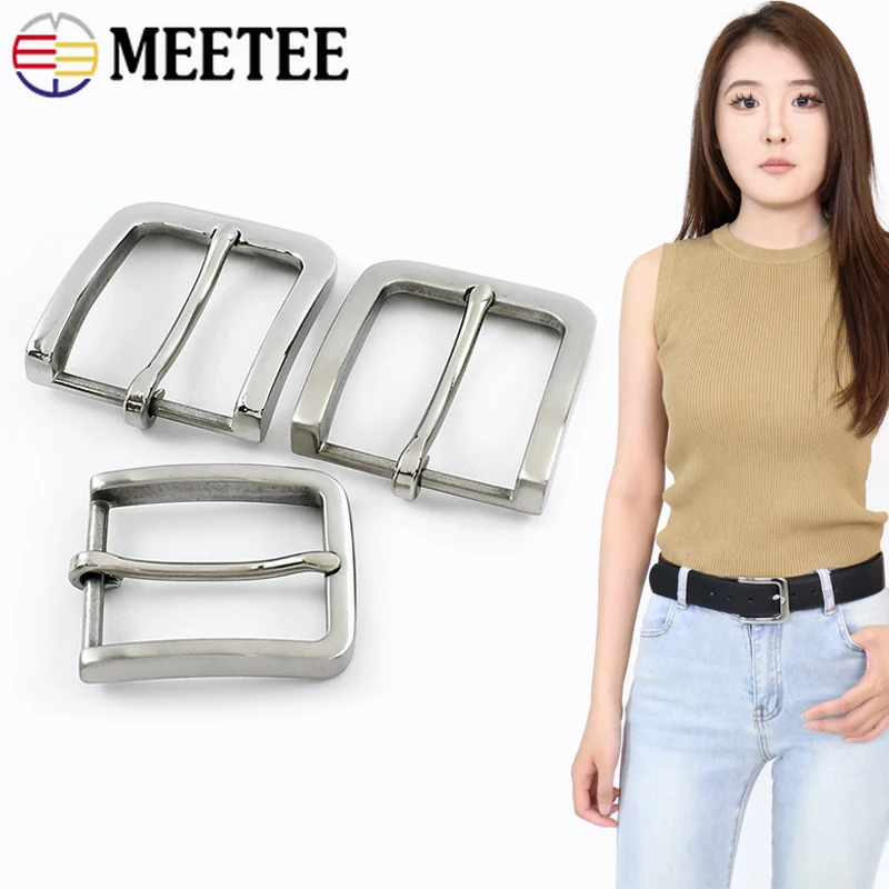 

Meetee 35/40mm Stainless Steel Belt Buckle Mens Jeans Waistband Head Leather Pin Adjust Clasp DIY Garment Hardware Accessories