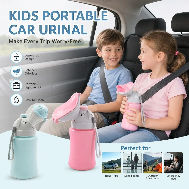 Portable Travel Urinal for Kids Leak Proof Odor Proof Car Toilet Emergency Outdoor Baby Potty for Girls Boys