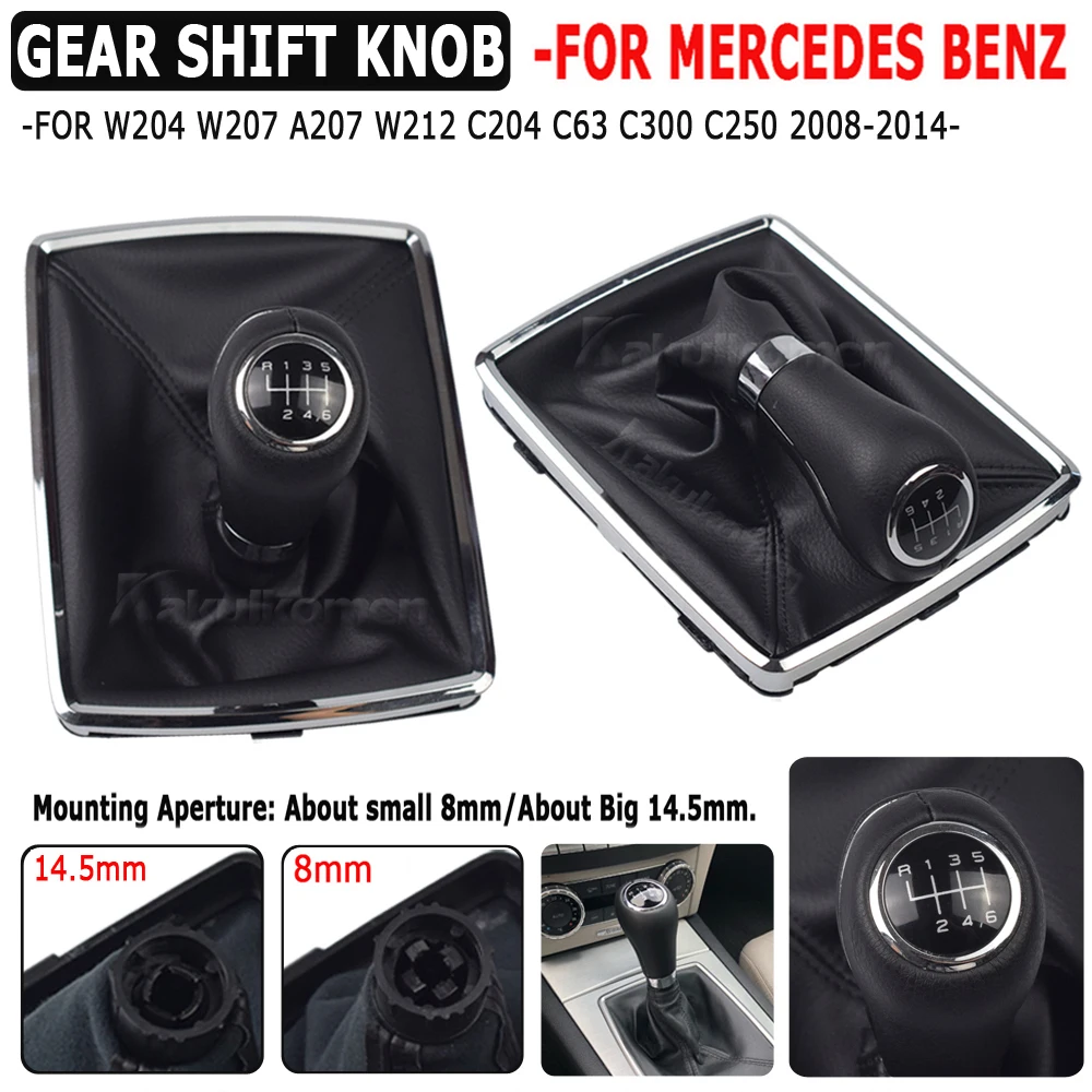 Autoteile 6-Gang-Schalthebelknauf mit PU-Ledermanschette für Mercedes Benz W204 C204 C63 C300 C250 W207 A207 W212 2008-2014 – Detail 5