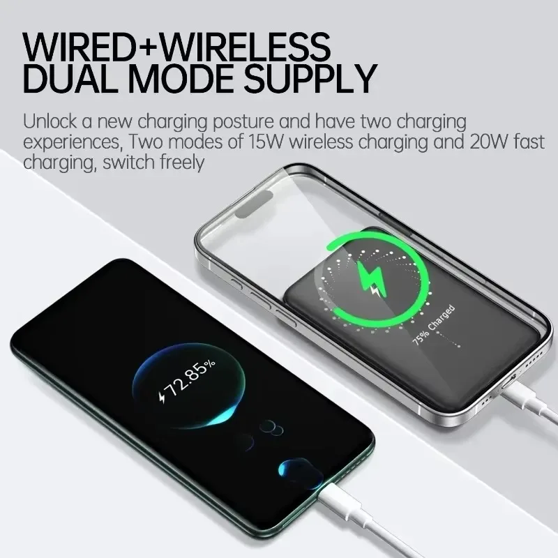 F19 Ultrathin Portable Magnetic Wireless Power Bank Large Capacity PD Fast Charging 50000mAh 20W