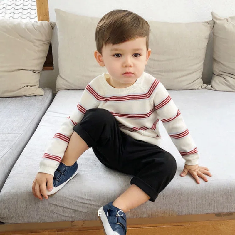 1-9Y Spring  Autumn Kids Children Pants Baby Boy Cotton Washed Casual Trousers Elastic Waist Straight/Harlan Multiple Styles