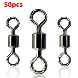 50PCS Carabiners for Fishing High Carbon Steel Bearing Swivel Lure Solid Ring Connector Snap Fishhook Sea Fishing Accessories