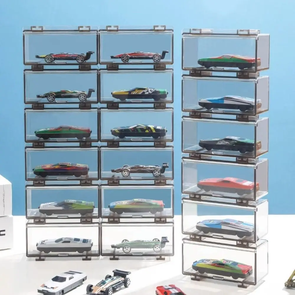 

Пластиковая модель автомобиля, коробка 1:64, литая под давлением прозрачная коробка для дисплея автомобиля, водонепроницаемый пылезащитный органайзер для игрушек для горячих колес MiniGT