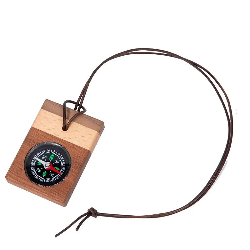 Wooden Compass Pendant Portable Gifts Science Experiment Toys for Children Outdoor Camping Hiking Travel Compass Christmas Gifts