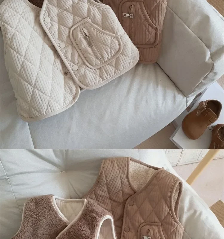 Neue Kinder-Herbst-Winter-Fleece-Weste, Wendeweste für Mädchen und Jungen, Leichte Ärmellose Kinderweste zum Schichten, Trendige Schul- und Freizeitweste – Detail 13