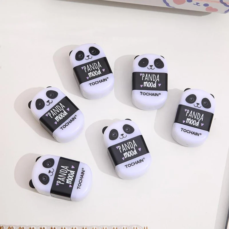 1pc Cute Panda Design Erasers With Pencil Sharpener Stationery