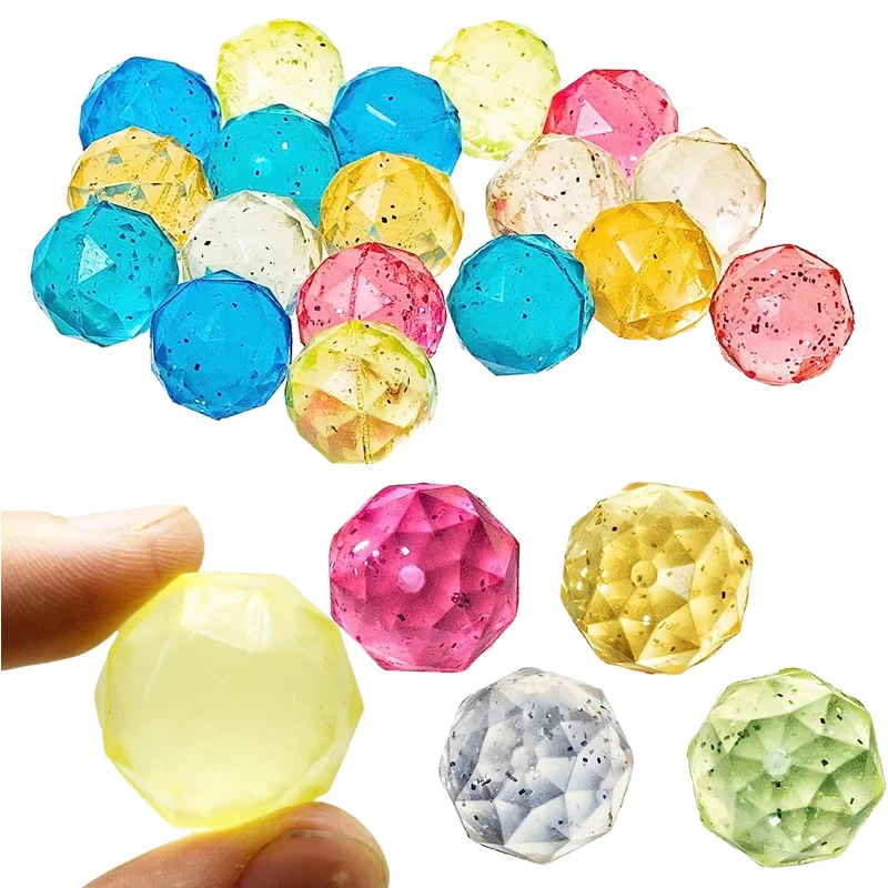 5pcs Fun Diamond Bounce Ball Rainbow Color Children's Elastic Rubber Ball Floating in Water Gemstone Twister Toy Gift