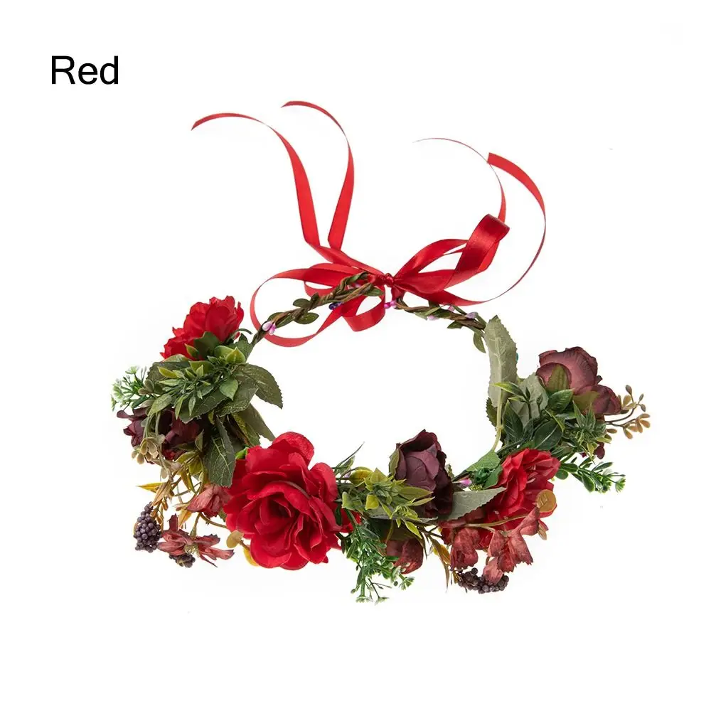

Spring Festival Wedding Flower Crown Photo Props Rose Flower Headband Hair Wreath for Women Girls