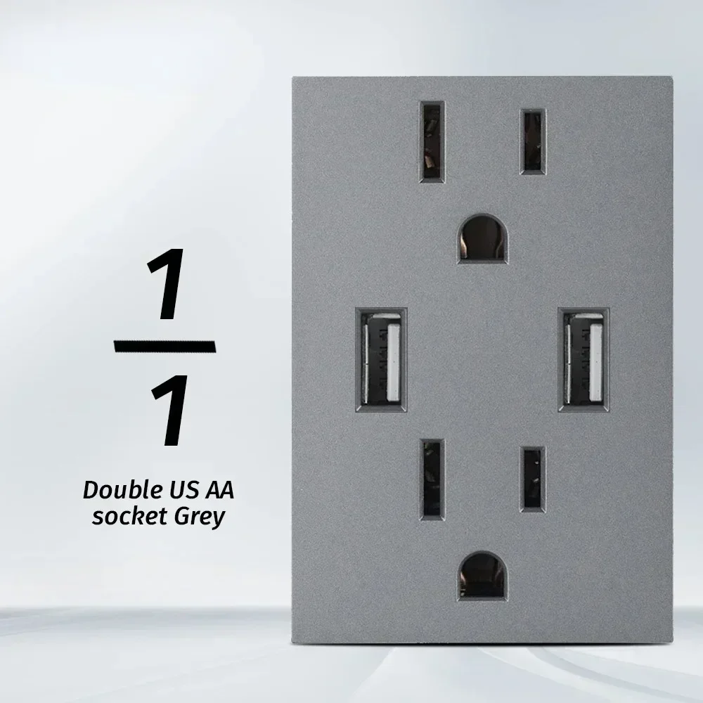 Melery Brazil Italian Chile Mexico Standard Free Combination Function USB Type C Key DIY Switch Socket 4*2 Gray 4*4 Fast Charge