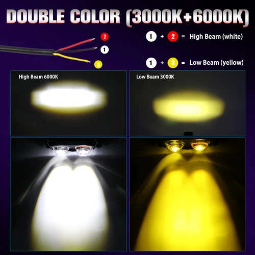 Imagen 2 del producto HL Luz LED de Conducción Súper Brillante de 3 Pulgadas, Luces Antiniebla de Doble Color 12V 24V, Foco LED para Uso Todoterreno en Barcos, Tractores y Camiones