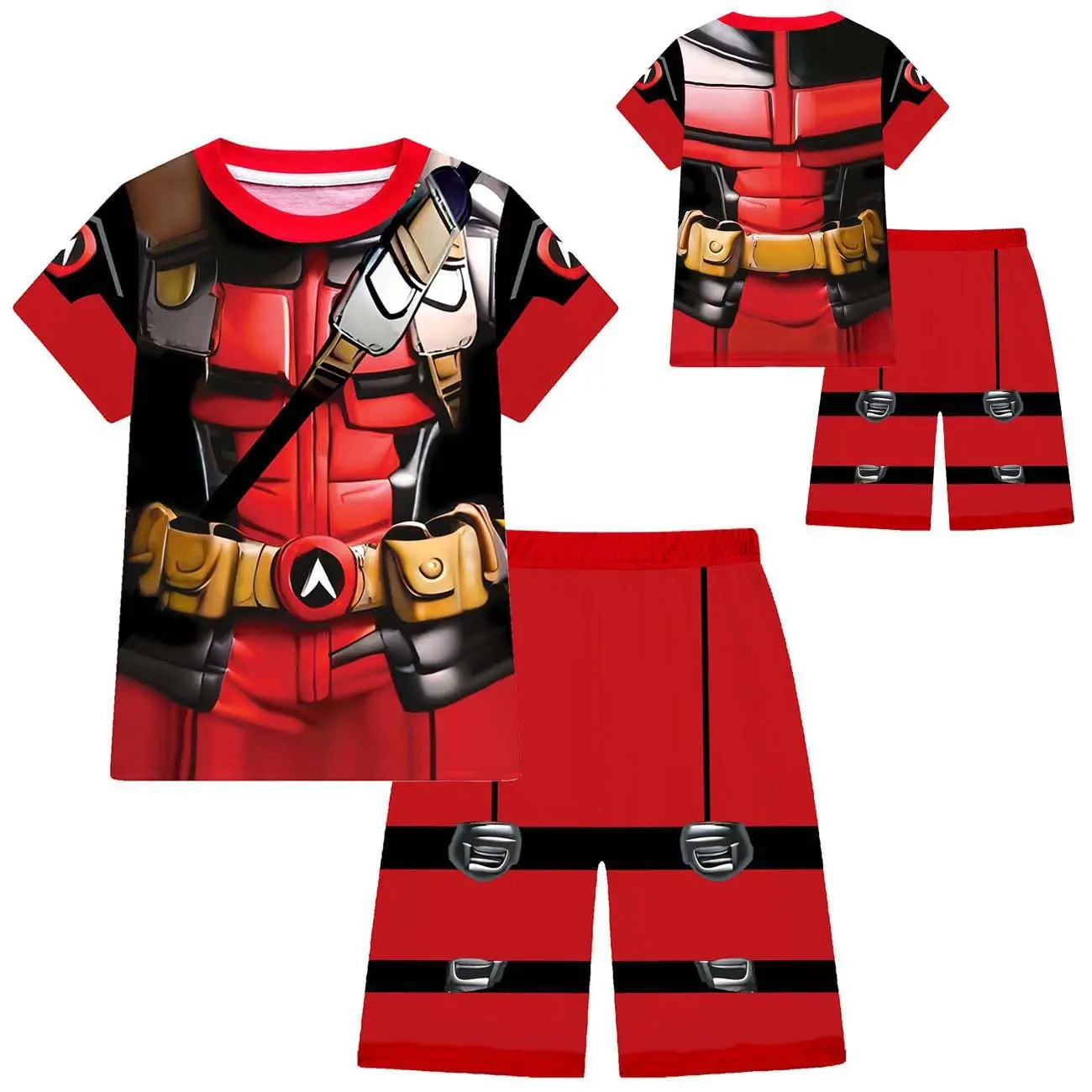 Kids Deadpool Wolverine TShirt Costume Boys Summer Short Sleeve Superhero Training Uniform Tracksuit Top Tee Shirt+Shorts set