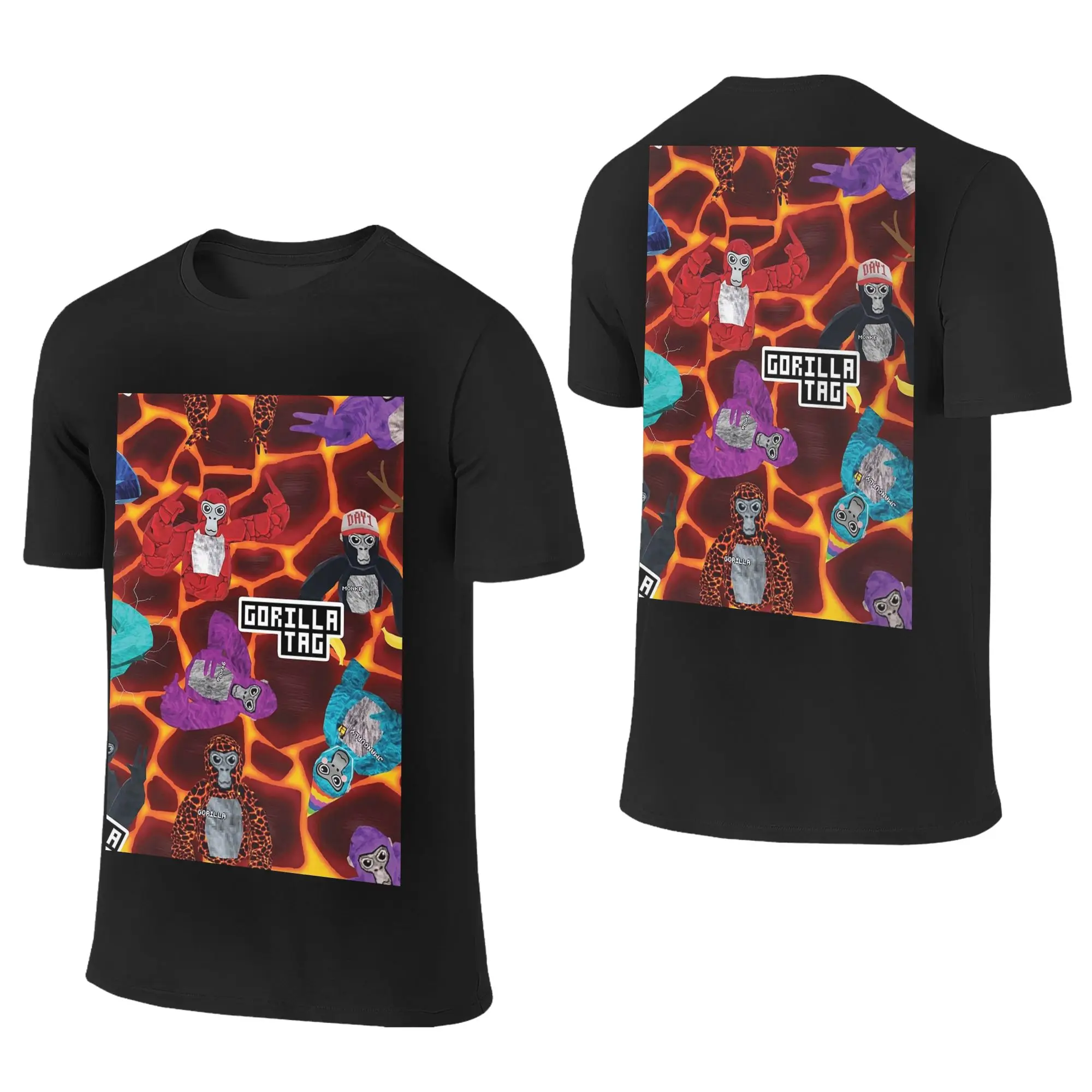100% Cotton Gorilla Tag Lava Monke Party T-Shirt Men's Double Sided T Shirt Men Round Neck Summer Shirts Tops Oversized