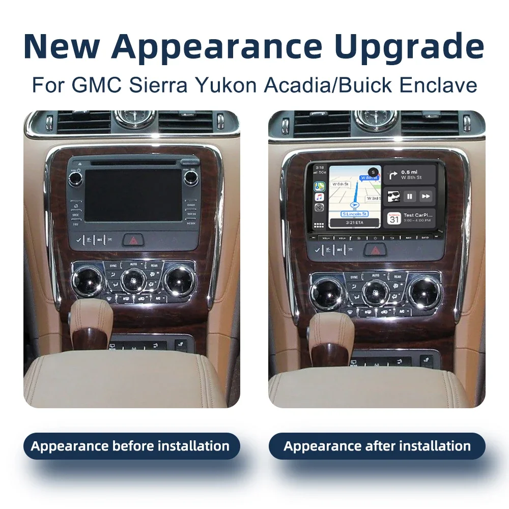 Android 14.0 CarPlay Multimedia Player GPS Navigation 4G WiFi Bluetooth RDS Car Radio For GMC Sierra Yukon Acadia/Buick Enclave
