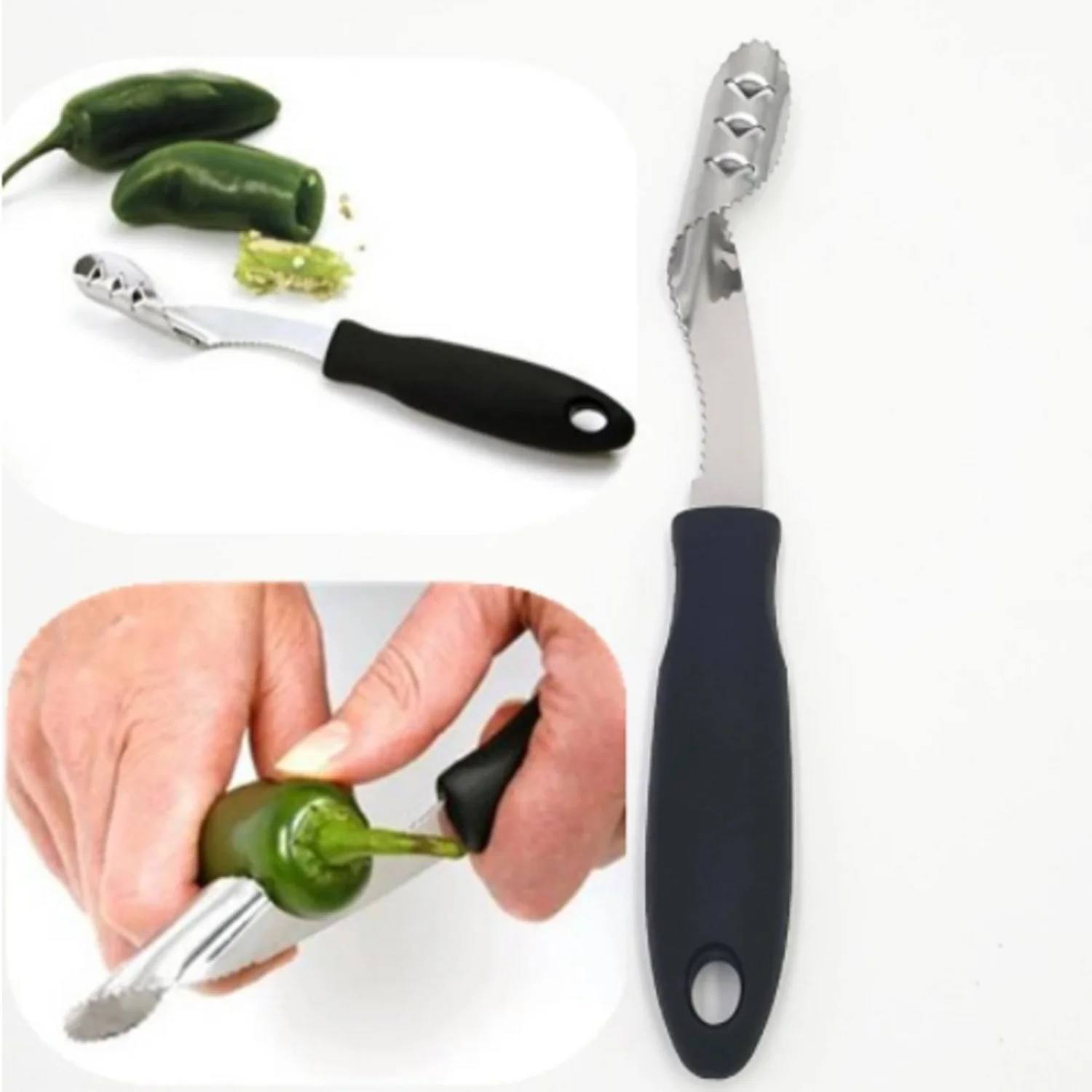 

Efficient Jalapeno Pepper Corer and Slicer - Versatile Kitchen Tool for Peppers, Tomatoes, and Fruits - Time-Saving Kitchen Gadg