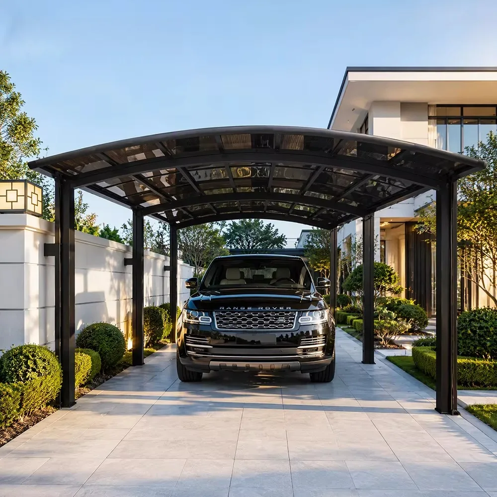 Custom Double‑Layer Aluminum Carport Shelter, Fixed Polycarbonate Roof, Modern Prefabricated Outdoor Car Parking Canopy