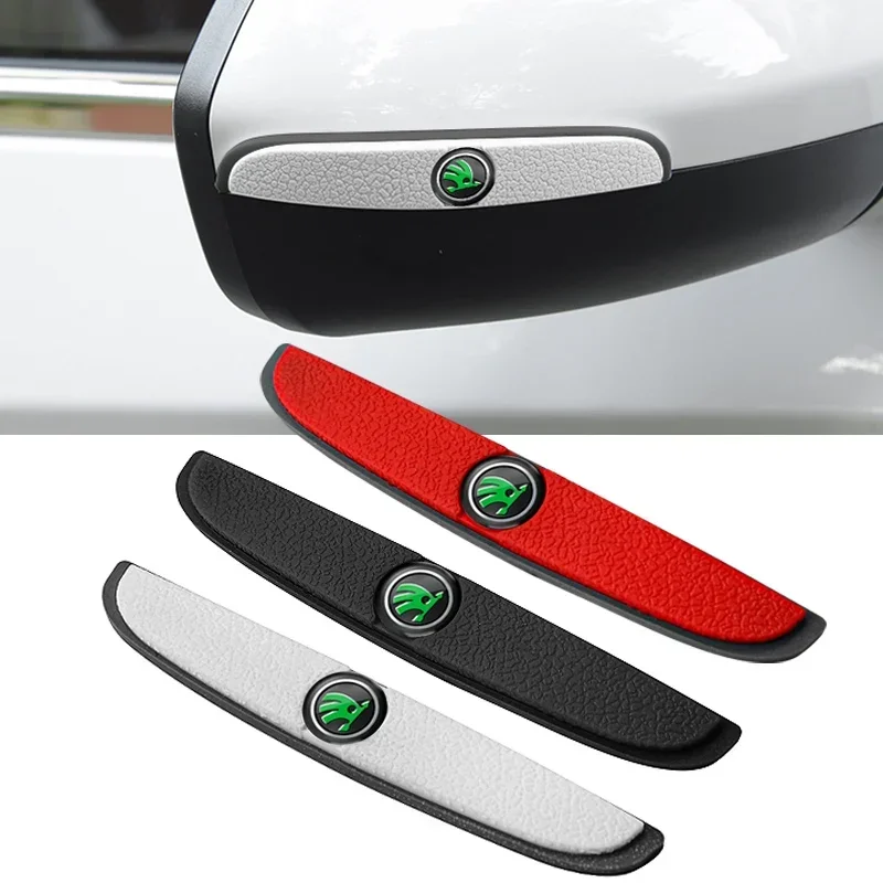 4Pcs Rubber Anti Collision Strip Car Door Rearview Mirror Protector Stickers For Skoda Octavia Rapid Kodiaq Superb Karoq Fabia