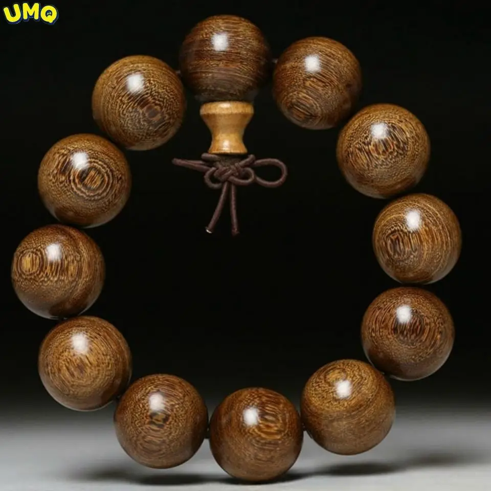 Natural Gold-silk Sandalwood Rosary Beads Holding Bracelet Yellow Rosewood Rosette Ornament Buddha