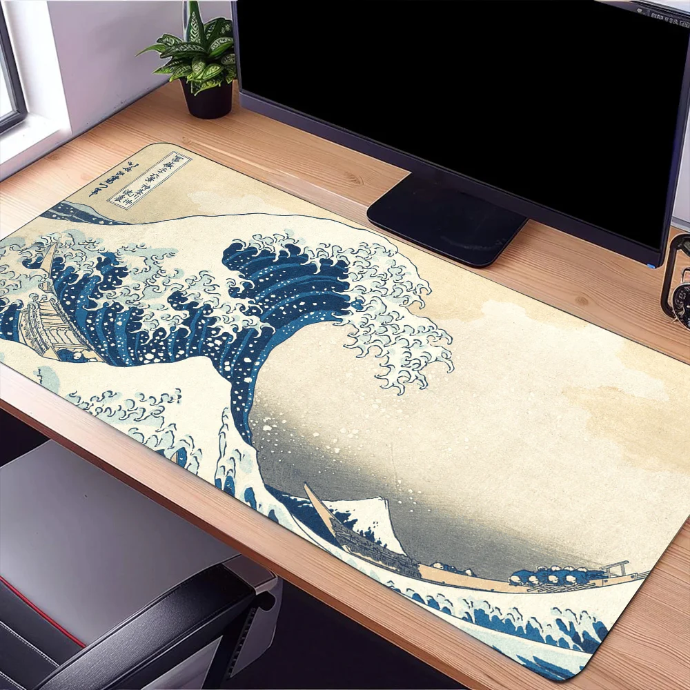The Great Wave off Kanagawa Mouse Pad Large Desk Mat Keyboard Ergonomic Office Rubber PC Non-slip Anti-fray Home Custom