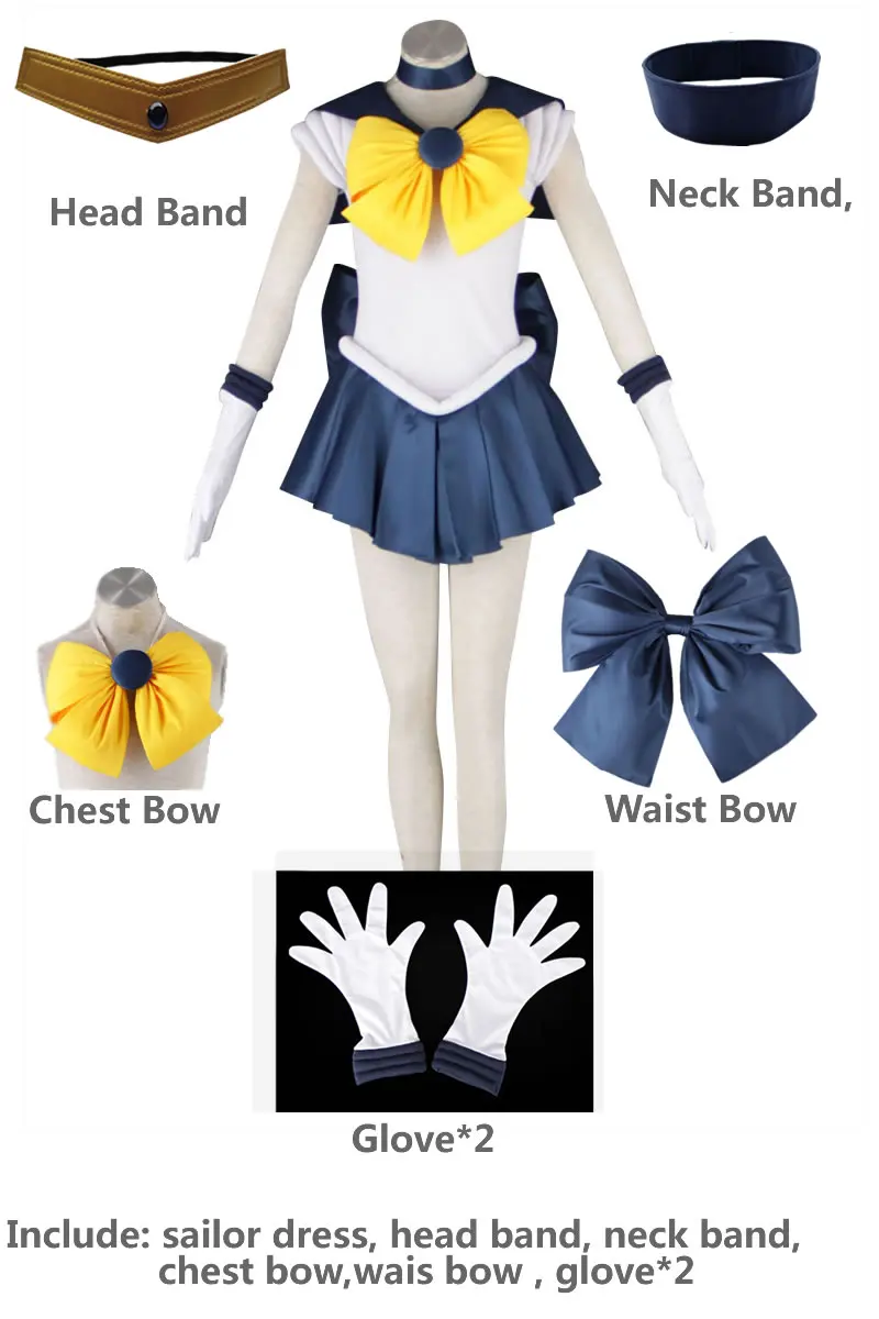 Anime Cosplay Sailor Uranus Haruka Teno Moons Crystal Dress Outfits Costume Halloween Party Kid Adult Women Plus Size