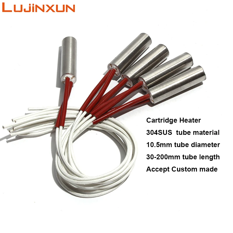 LUJINXUN Flexible Spring Leads Cartridge Heaters 10.5x30-200mm 220V 100W-650W 3D Printer Parts Hotend Heating Pipe 5pcs